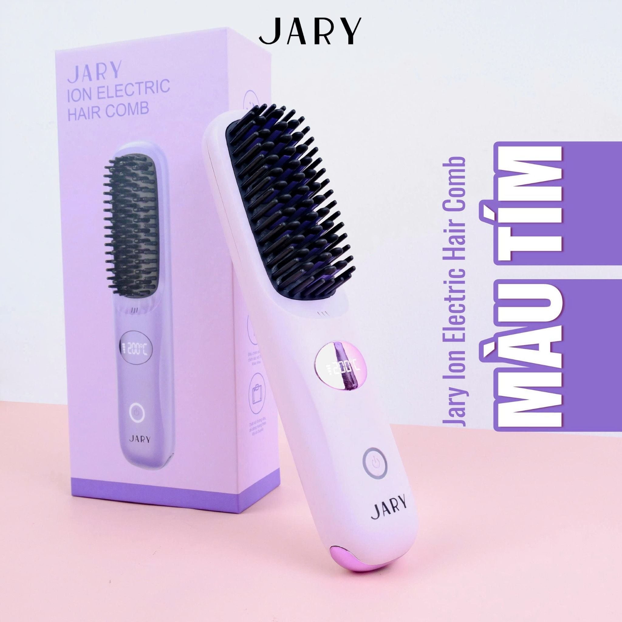 LƯỢC ĐIỆN CHẢI TÓC KHÔNG DÂY ION ÂM JARY ION ELECTRIC HAIR COMB - MÀU TÍM