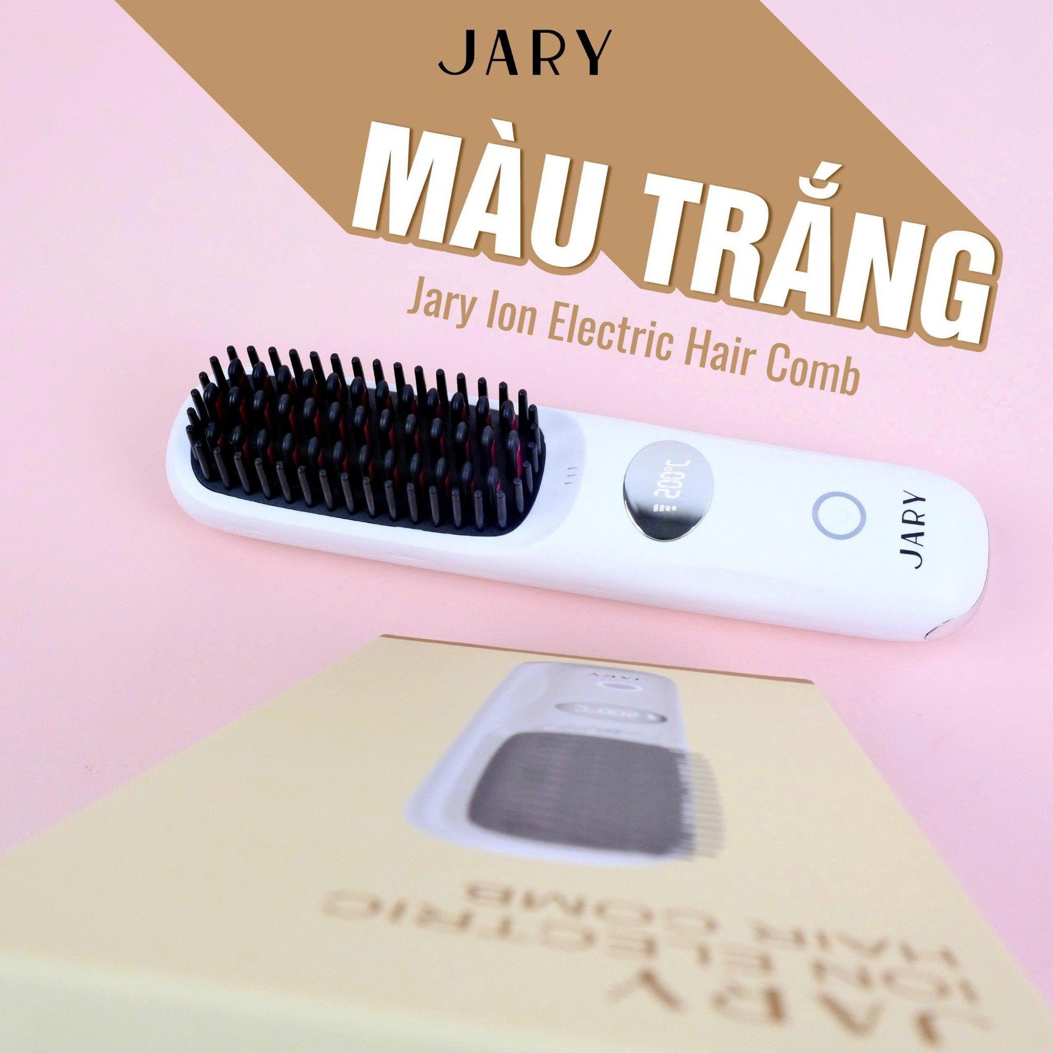 LƯỢC ĐIỆN CHẢI TÓC KHÔNG DÂY ION ÂM JARY ION ELECTRIC HAIR COMB - MÀU TRẮNG