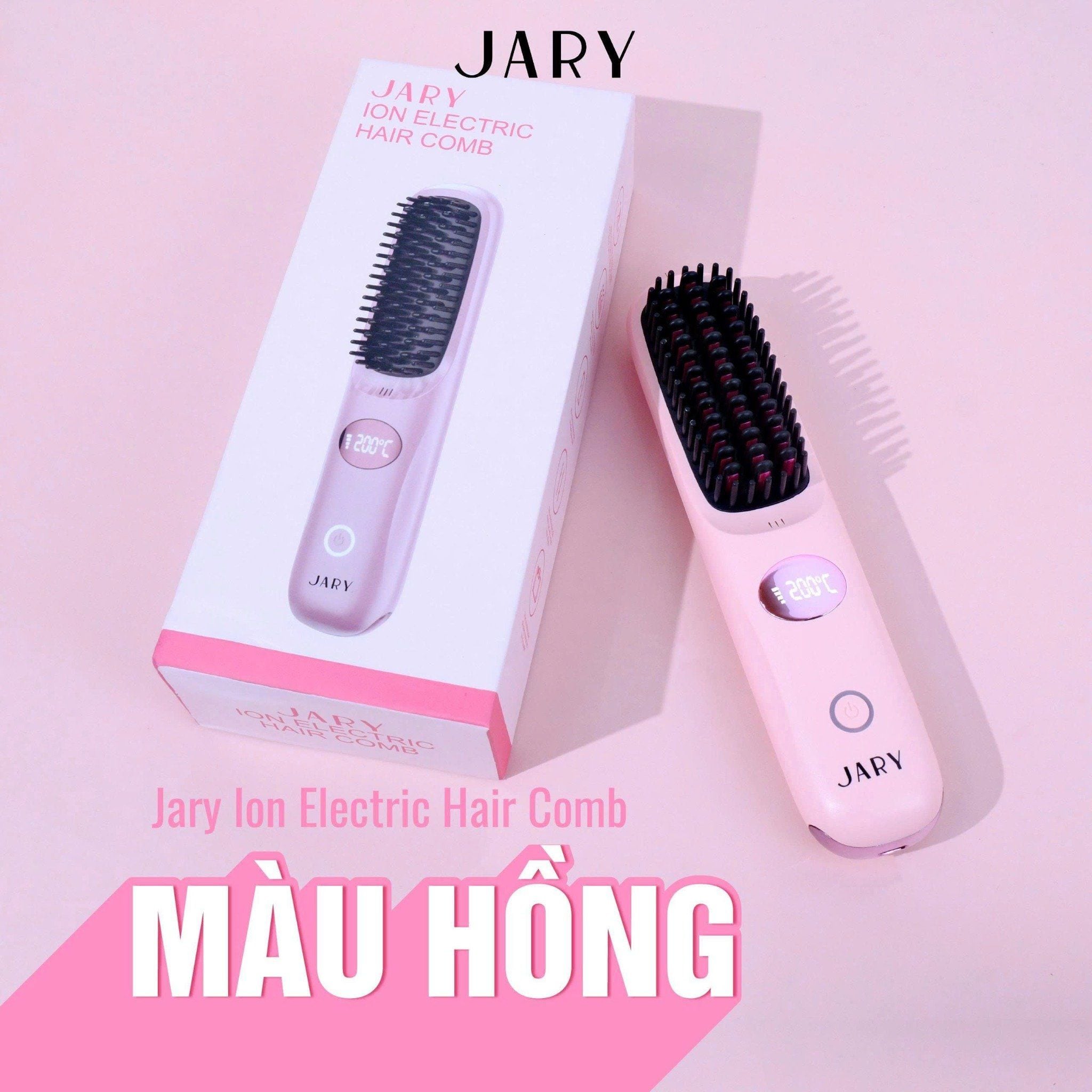 LƯỢC ĐIỆN CHẢI TÓC KHÔNG DÂY ION ÂM JARY ION ELECTRIC HAIR COMB - MÀU HỒNG