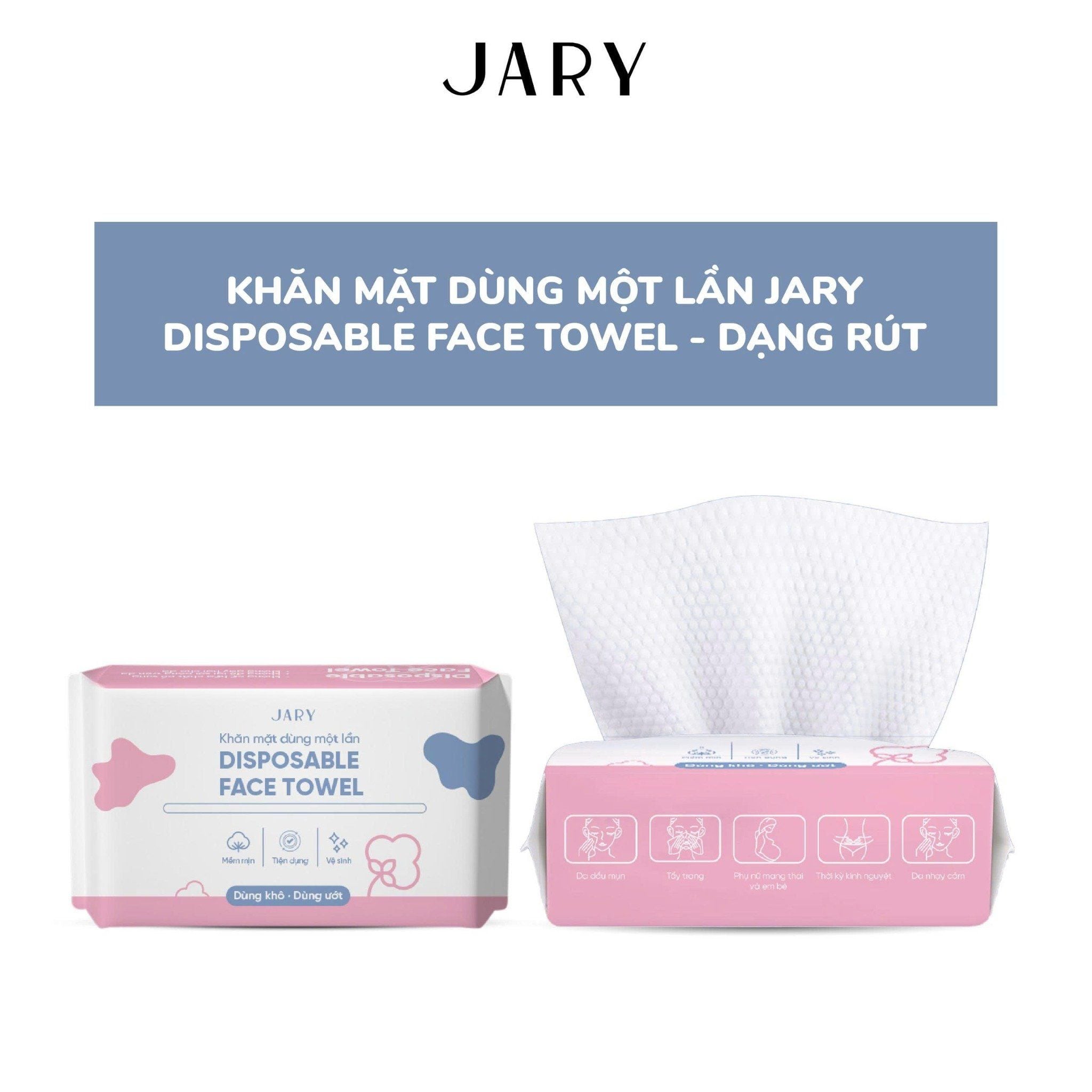 KHĂN MẶT DÙNG MỘT LẦN JARY DISPOSABLE FACE TOWEL - DẠNG RÚT