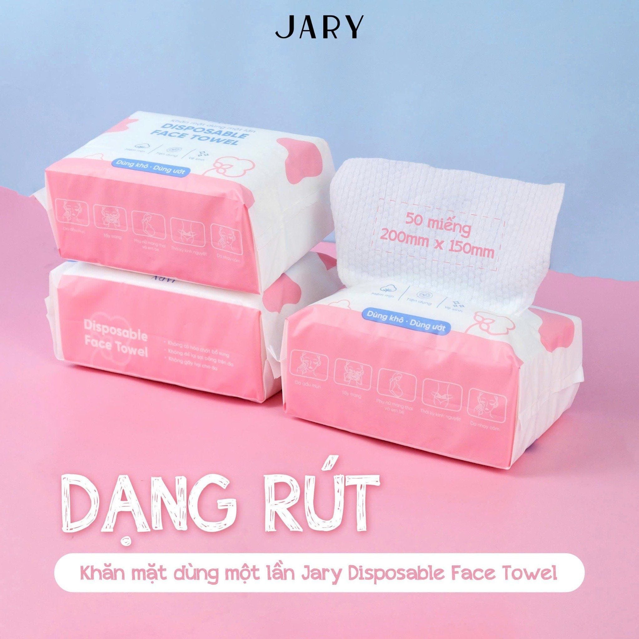 KHĂN MẶT DÙNG MỘT LẦN JARY DISPOSABLE FACE TOWEL - DẠNG RÚT