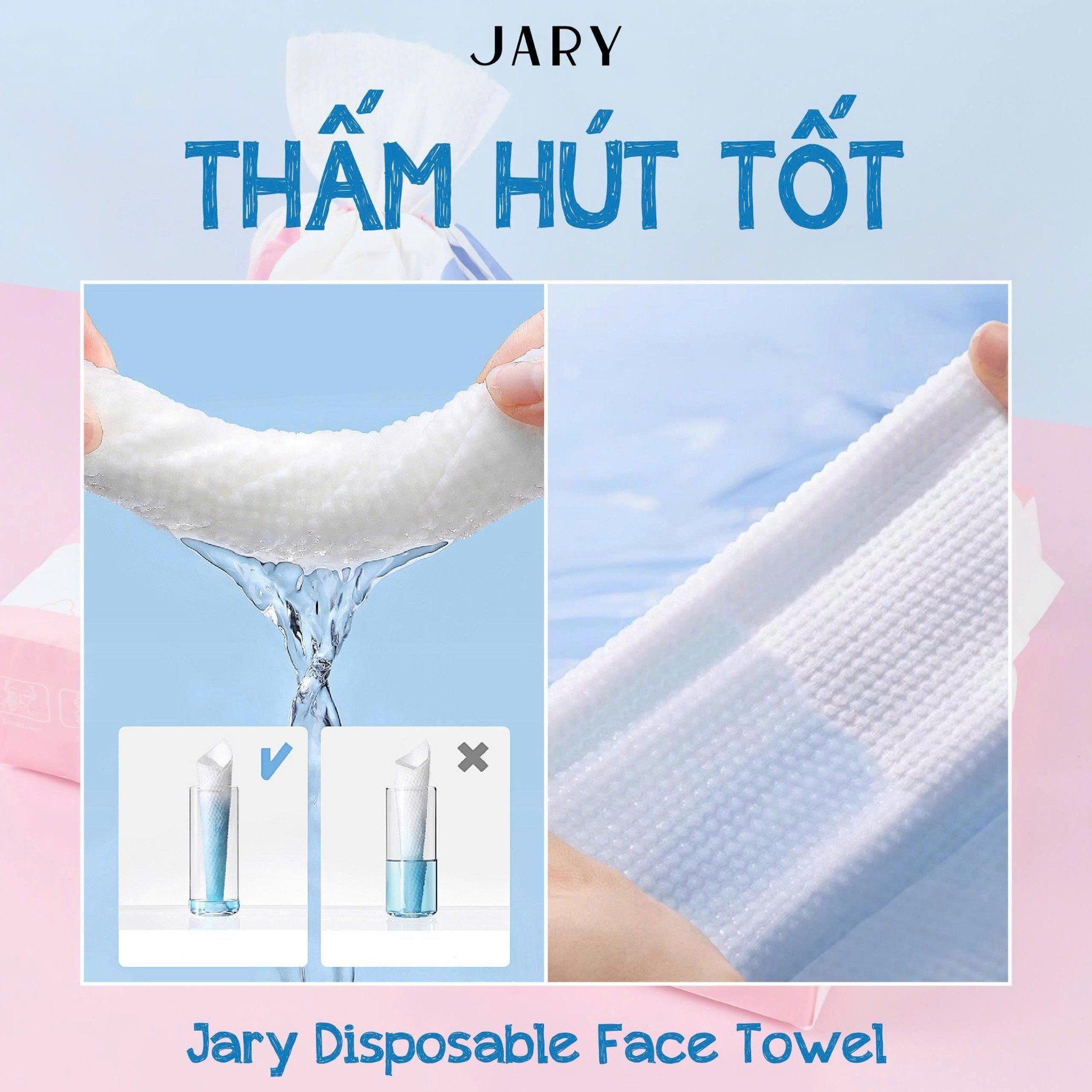 KHĂN MẶT DÙNG MỘT LẦN JARY DISPOSABLE FACE TOWEL - DẠNG RÚT