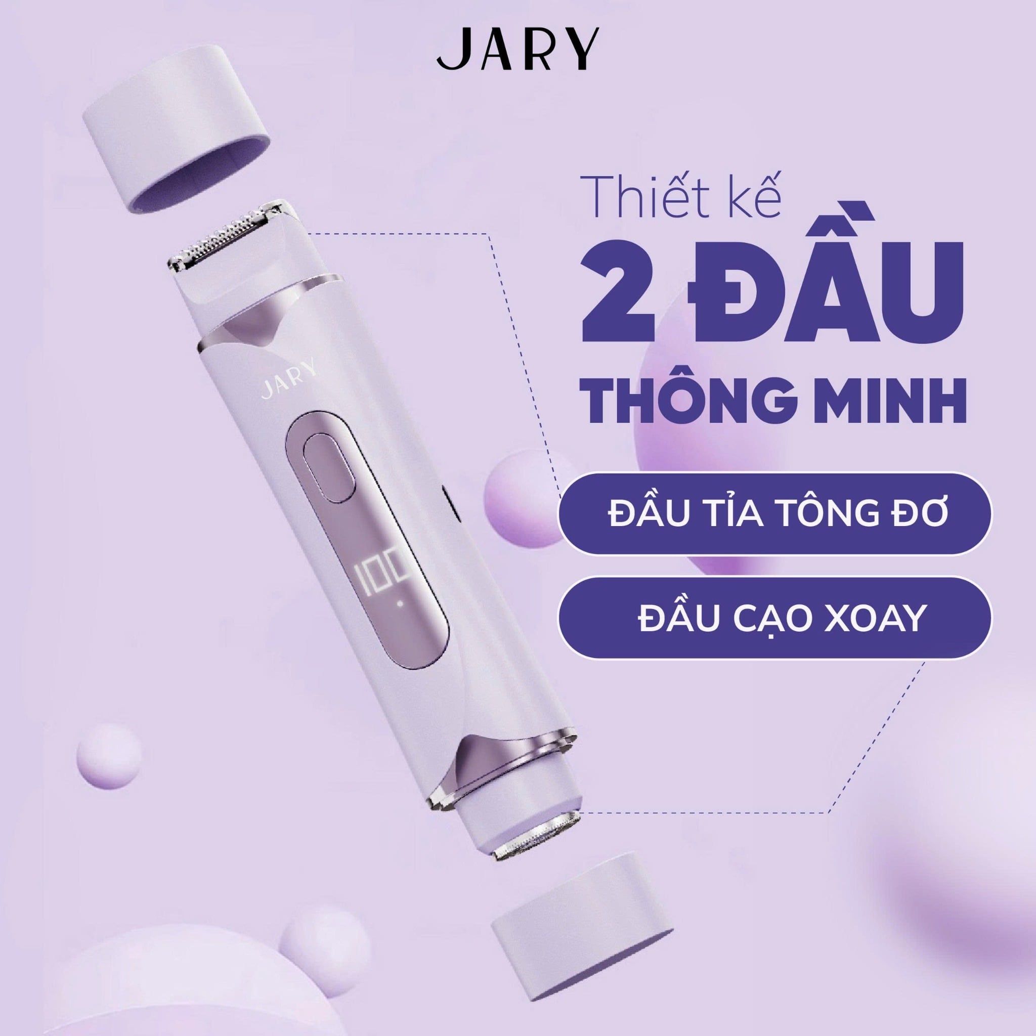MÁY CẠO LÔNG 2 ĐẦU JARY GLOW DUO HAIR REMOVER - MÀU TÍM