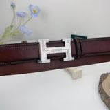  Thắt lưng Homme L'Aquila  - Luxury Italian Genuine Leather Belt Dây Da Bò Nâu 