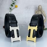  Thắt Lưng Homme Linorvo - Luxury Italian Genuine Leather Belt Dây Da Vân Cá Sấu 