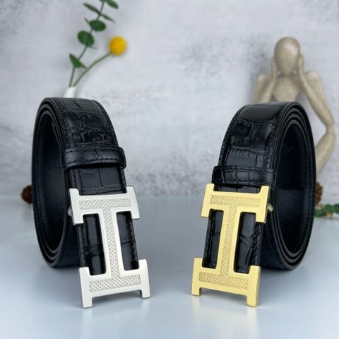  Thắt Lưng Homme Linorvo - Luxury Italian Genuine Leather Belt Dây Da Vân Cá Sấu 