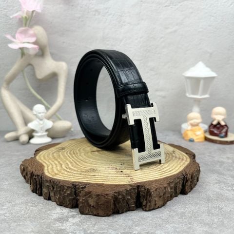  Thắt Lưng Homme Linorvo - Luxury Italian Genuine Leather Belt Dây Da Vân Cá Sấu 