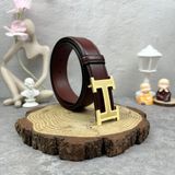  Thắt Lưng Homme Linorvo - Luxury Italian Genuine Leather Belt Dây Da Bò Nâu 