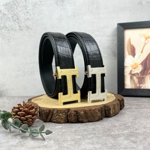  Thắt lưng Homme L'Aquila  - Luxury Italian Genuine Leather Belt Dây Da Vân Cá Sấu 