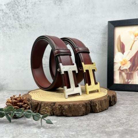  Thắt lưng Homme L'Aquila  - Luxury Italian Genuine Leather Belt Dây Da Bò Nâu 