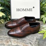  [HÀNG ORDER] Homme Sondrio Handcrafted Square Toe Oxford - Patina Dark Brown Calf Leather 