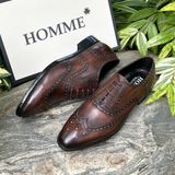  [HÀNG ORDER] Homme Sondrio Handcrafted Square Toe Oxford - Patina Dark Brown Calf Leather 