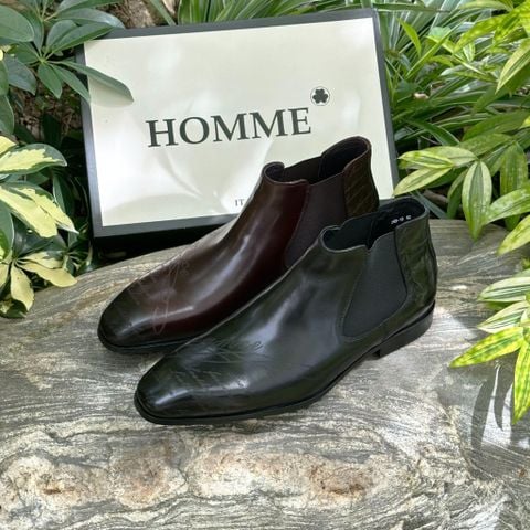  [HÀNG ORDER] Giày Boots Homme Caserta - The Polished Black/Brown Chelsea Boot Cao Cấp 