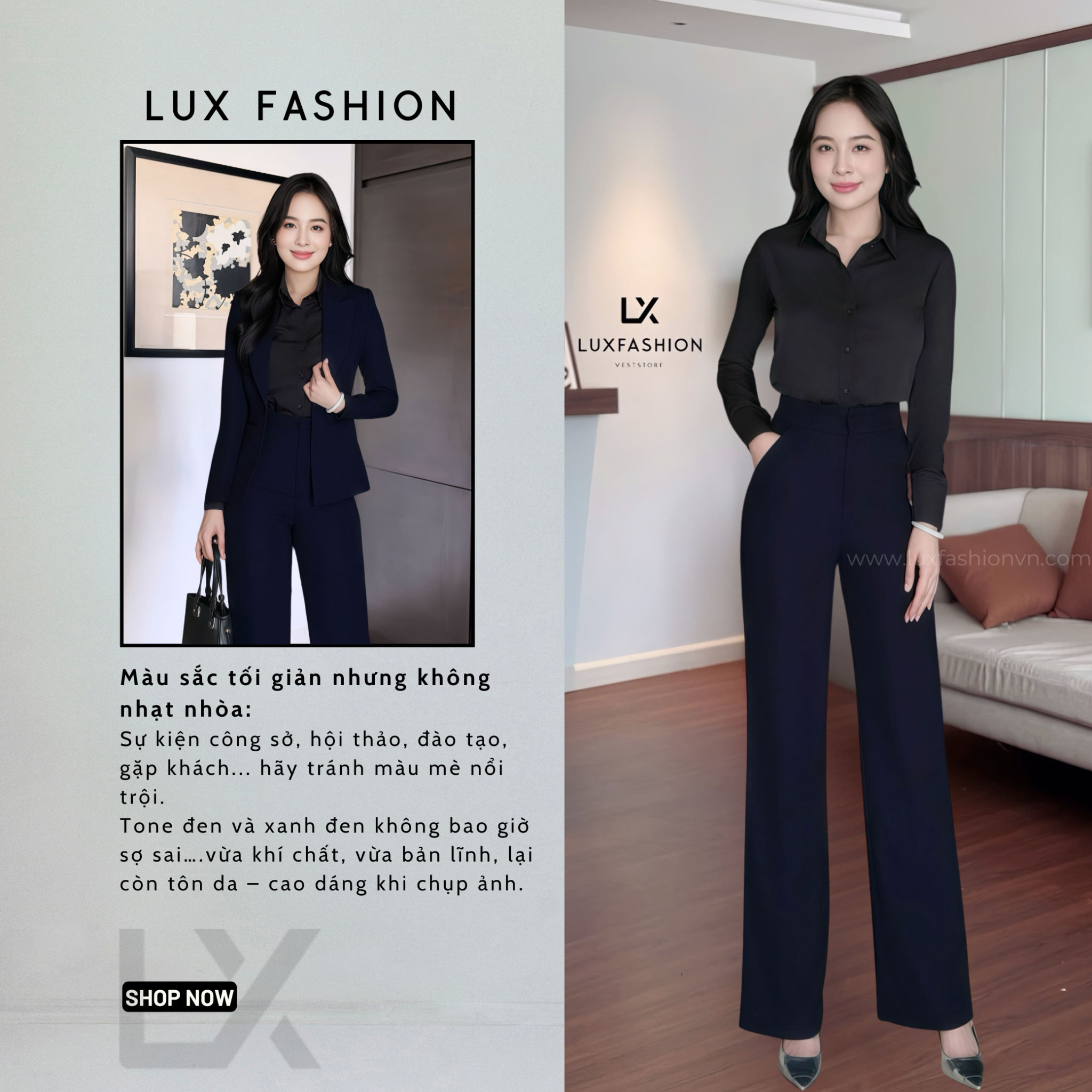  Combo TUYTSI_Vest 1 nút & Quần Suông & Sơ mi ý (Tùy chọn SP) 