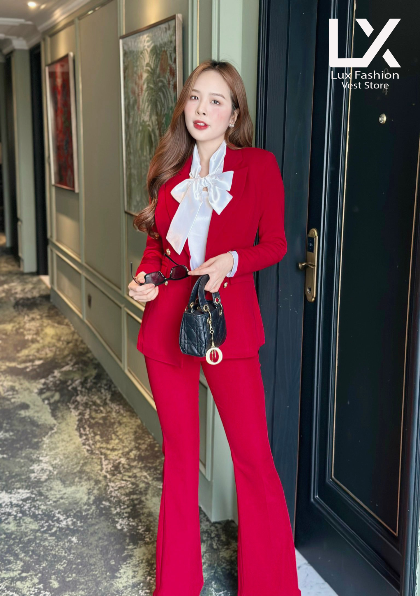  Bộ Áo Vest Nữ 4 Nút & Quần Loe 