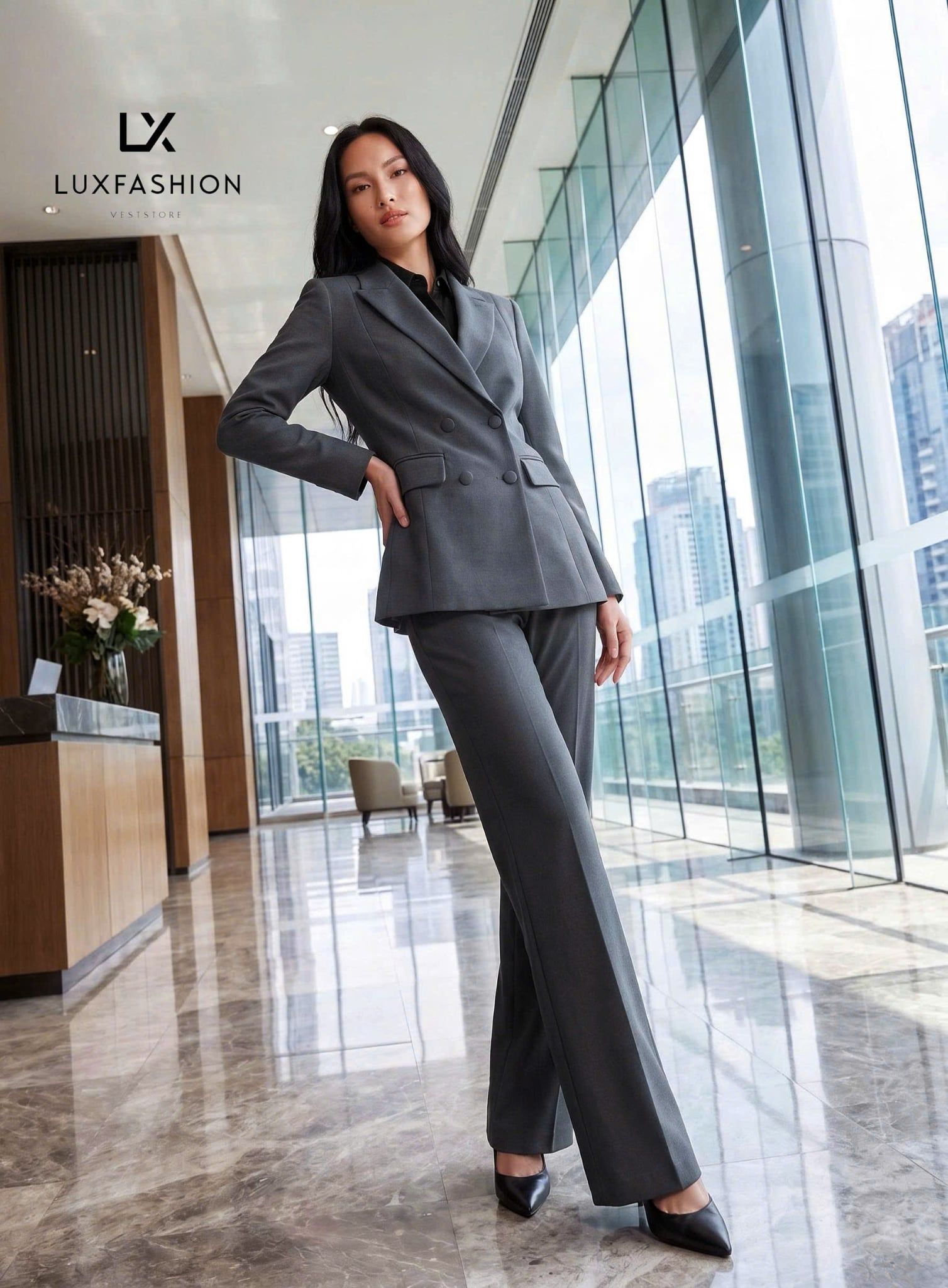  SUIT_Vest 4 nút & Quần Suông CHÉO LẠNH 