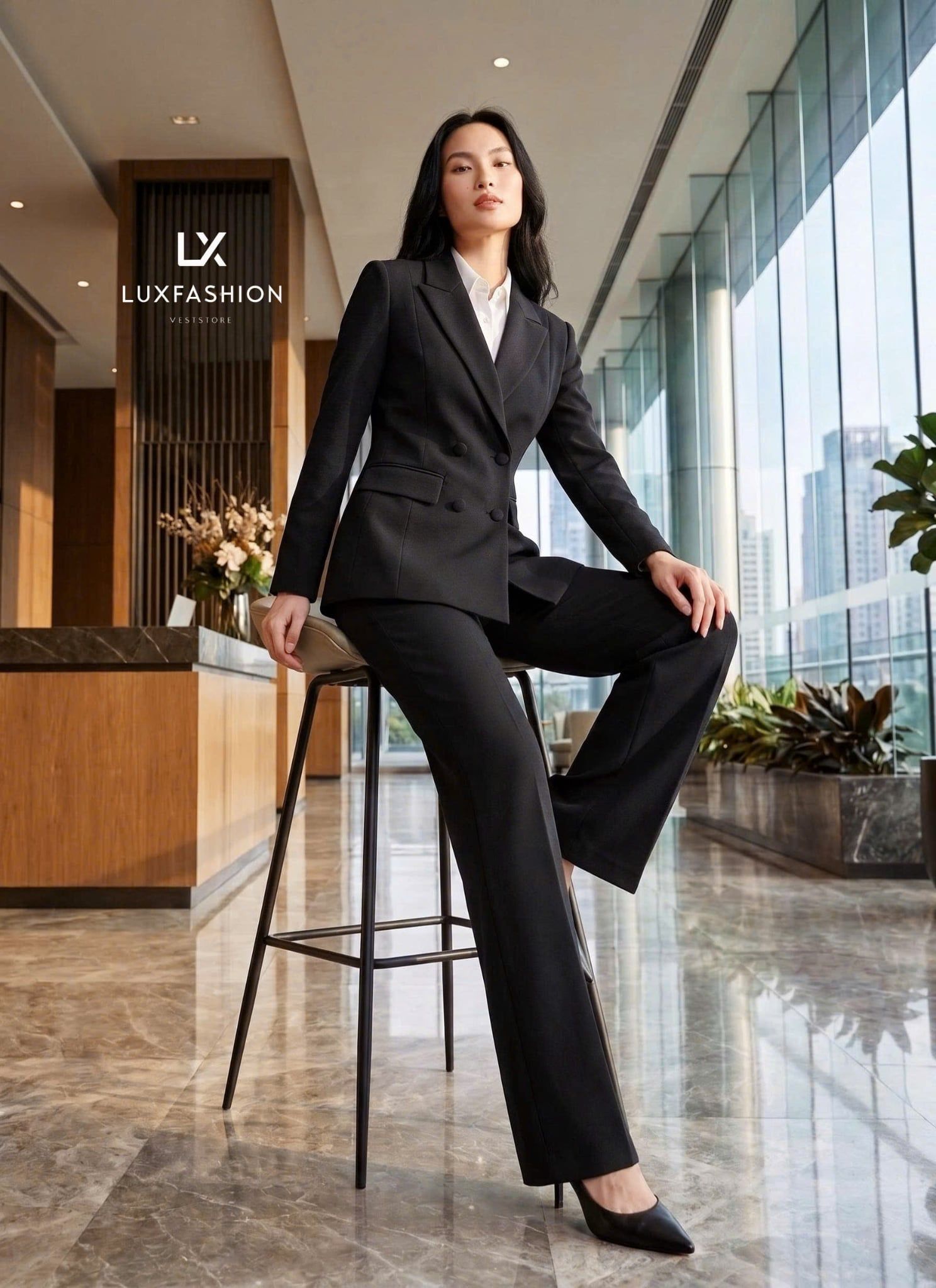  SUIT_Vest 4 nút & Quần Suông CHÉO LẠNH 