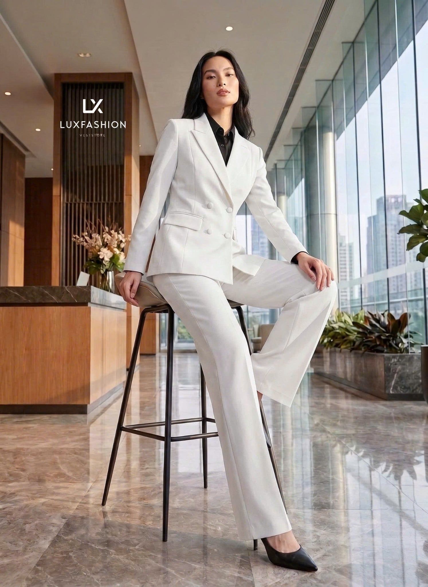  SUIT_Vest 4 nút & Quần Suông CHÉO LẠNH 