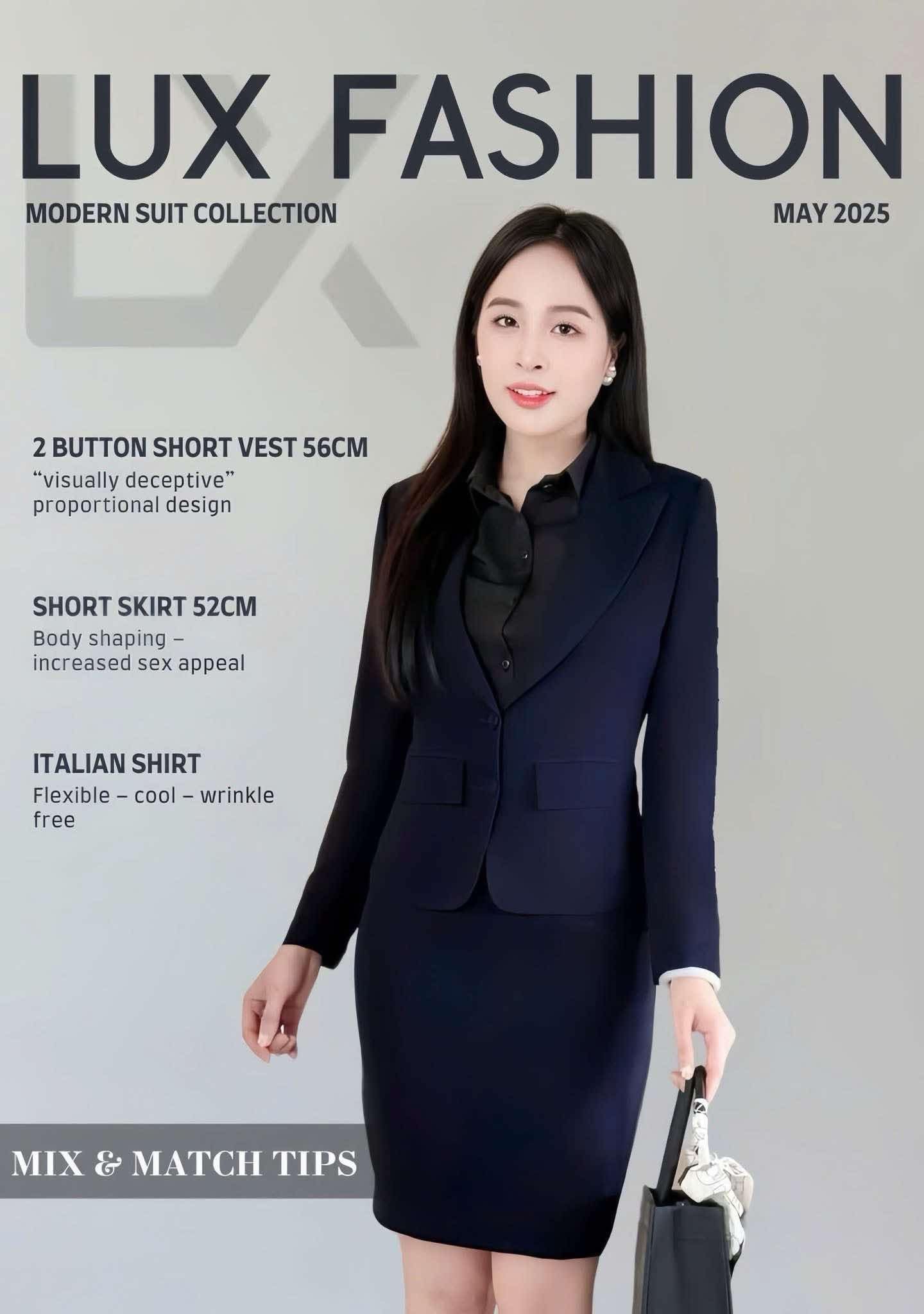  Áo sơ mi ý tay ngắn & Áo vest 2 nút tròn ngắn & Váy ngắn ôm_TUYTSI_CBTS03TN2NV52 (Tùy chọn combo hoặc lẻ SP) 