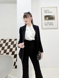 Bộ Áo Vest Nữ 4 Nút & Quần Loe 