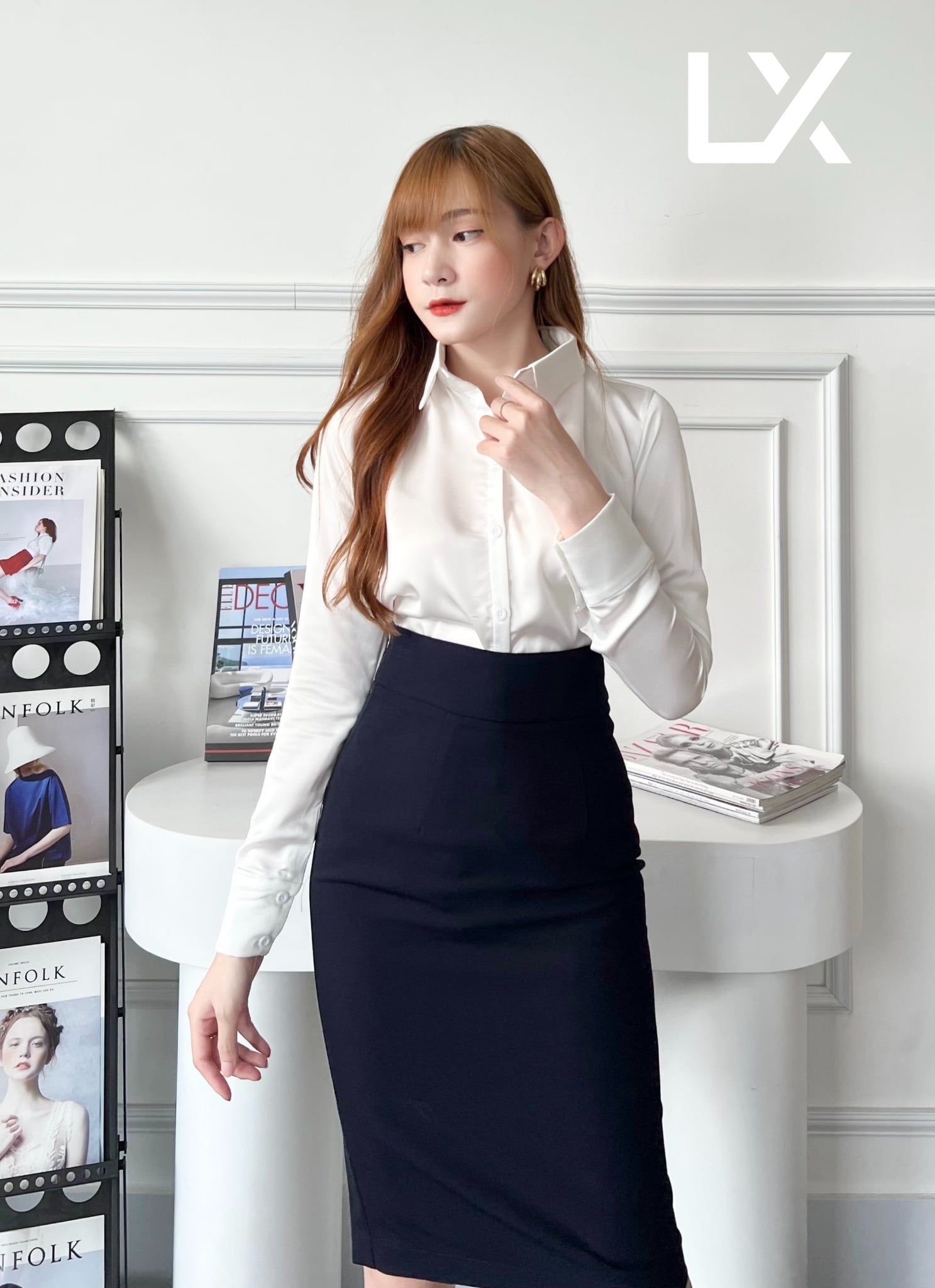 Áo sơ mi ý & Áo vest 1 nút vạt vuông & Váy bút chì_TUYTSI_CBTS02VVC65 (Tùy chọn combo hoặc lẻ SP) 