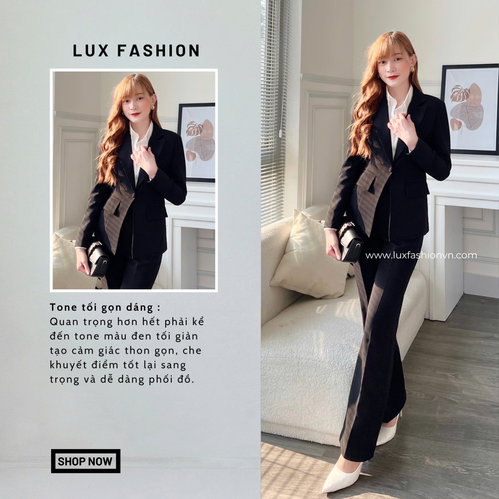  Combo TUYTSI_Vest 1 nút & Quần Suông & Sơ mi ý (Tùy chọn SP) 