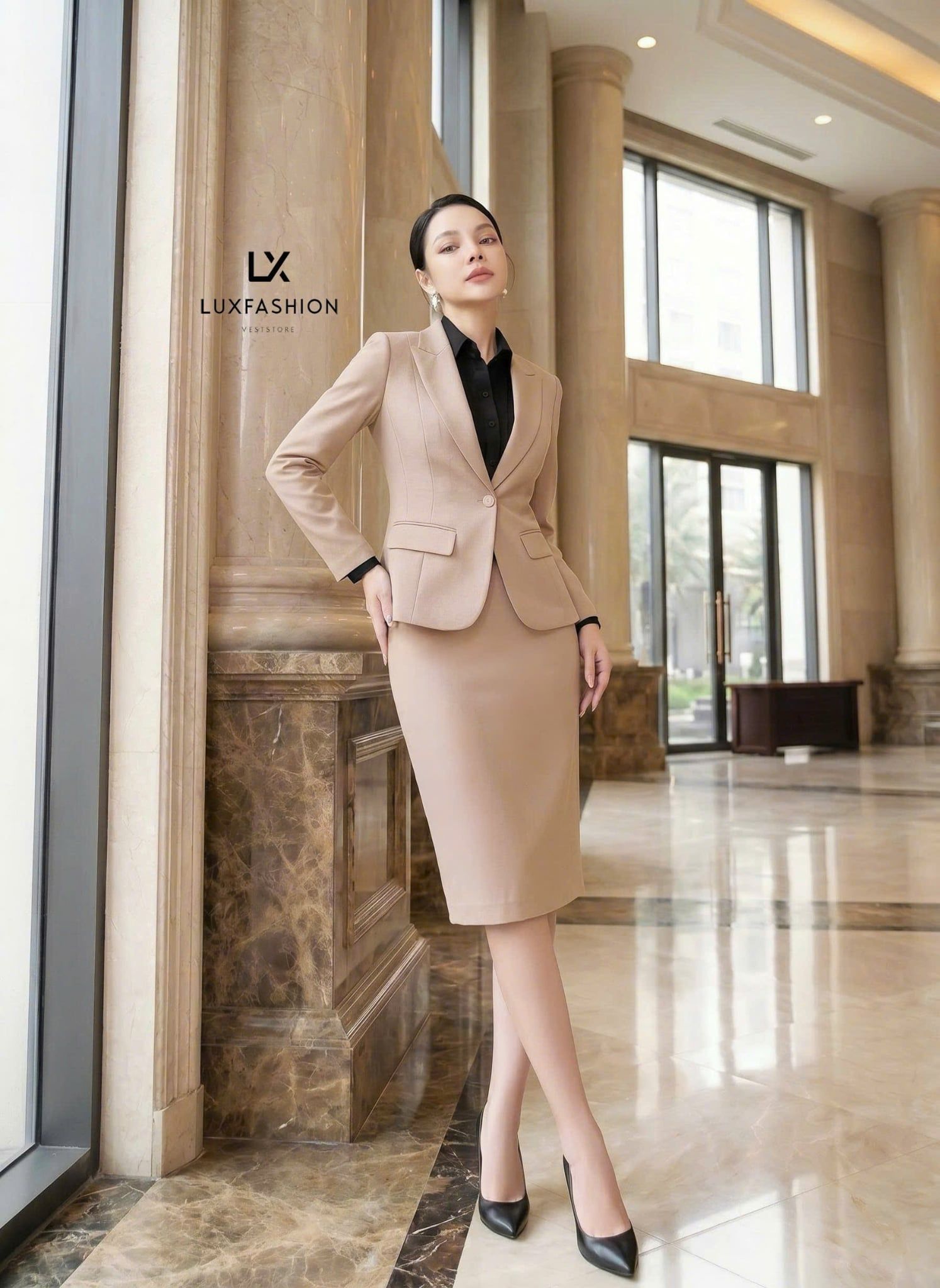  Áo sơ mi ý & Áo vest 1 nút tròn ngắn & Váy bút chì_TUYTSI_CBTS01TNVC65 (Tùy chọn combo hoặc lẻ SP) 