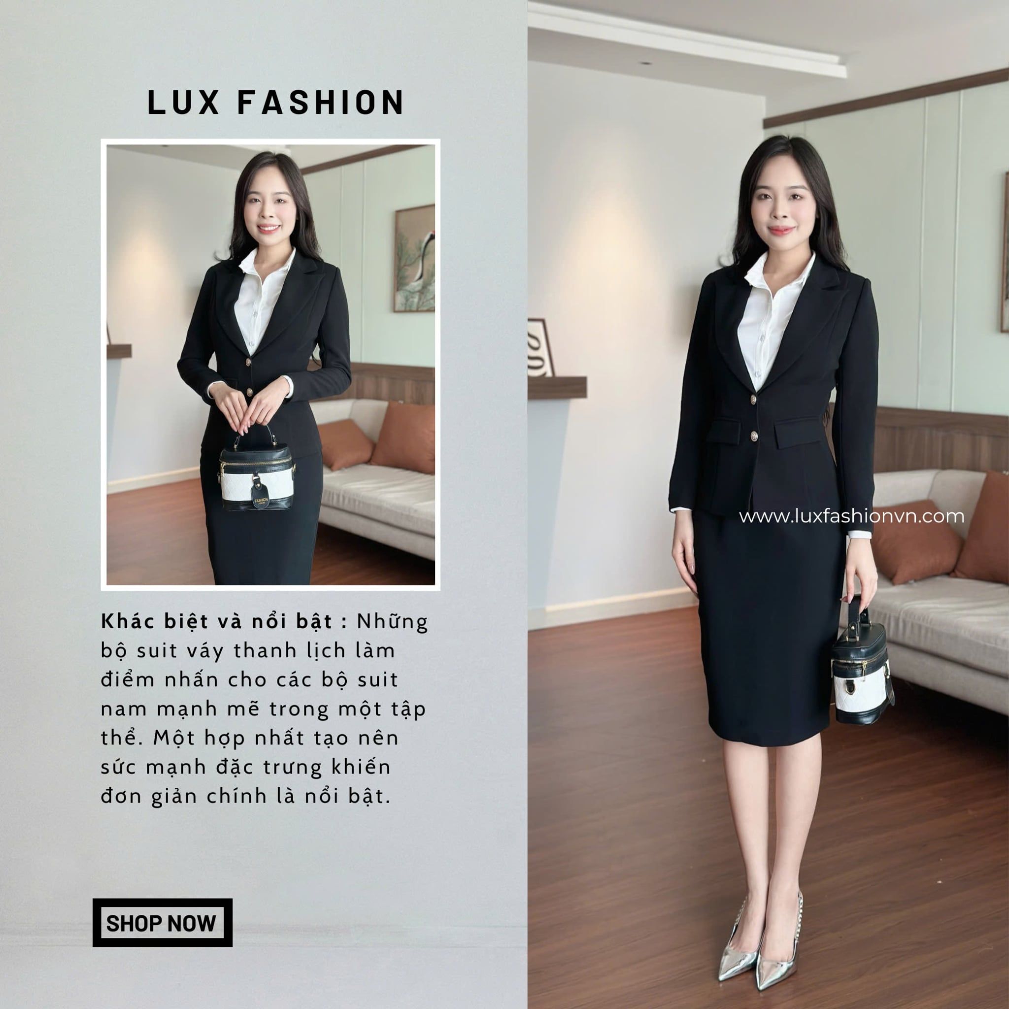  Áo sơ mi ý & Áo vest 2 nút vạt vuông & Váy bút chì_TUYTSI_CBTS04V2NVC65 (Tùy chọn combo hoặc lẻ SP) 
