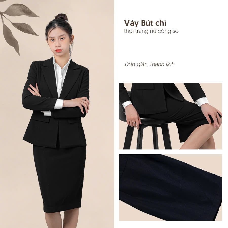  Áo sơ mi ý & Áo vest 1 nút vạt vuông & Váy bút chì_TUYTSI_CBTS02VVC65 (Tùy chọn combo hoặc lẻ SP) 