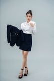  Bộ Áo Vest Không Cổ & Váy Chữ A 