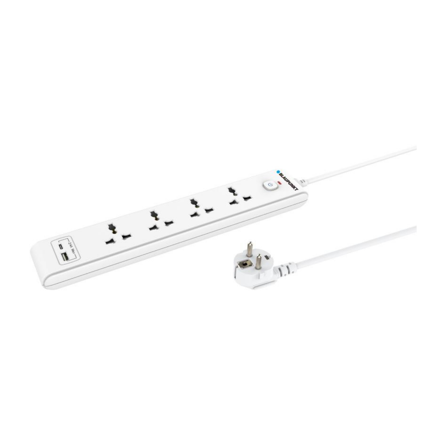  Ổ cắm điện Blaupunkt PSN8340, 4 ổ + USB-C + USB-A, PD20W, Dây dài 3m, chống lửa, an toàn với trẻ em 