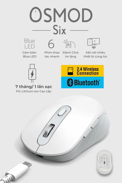 Chuột không dây Bluetooth Elecom Osmod 6 M-MY35MBS | Blue Led, Pin Li-ion, 1 lần sạc 7 tháng sử dụng 