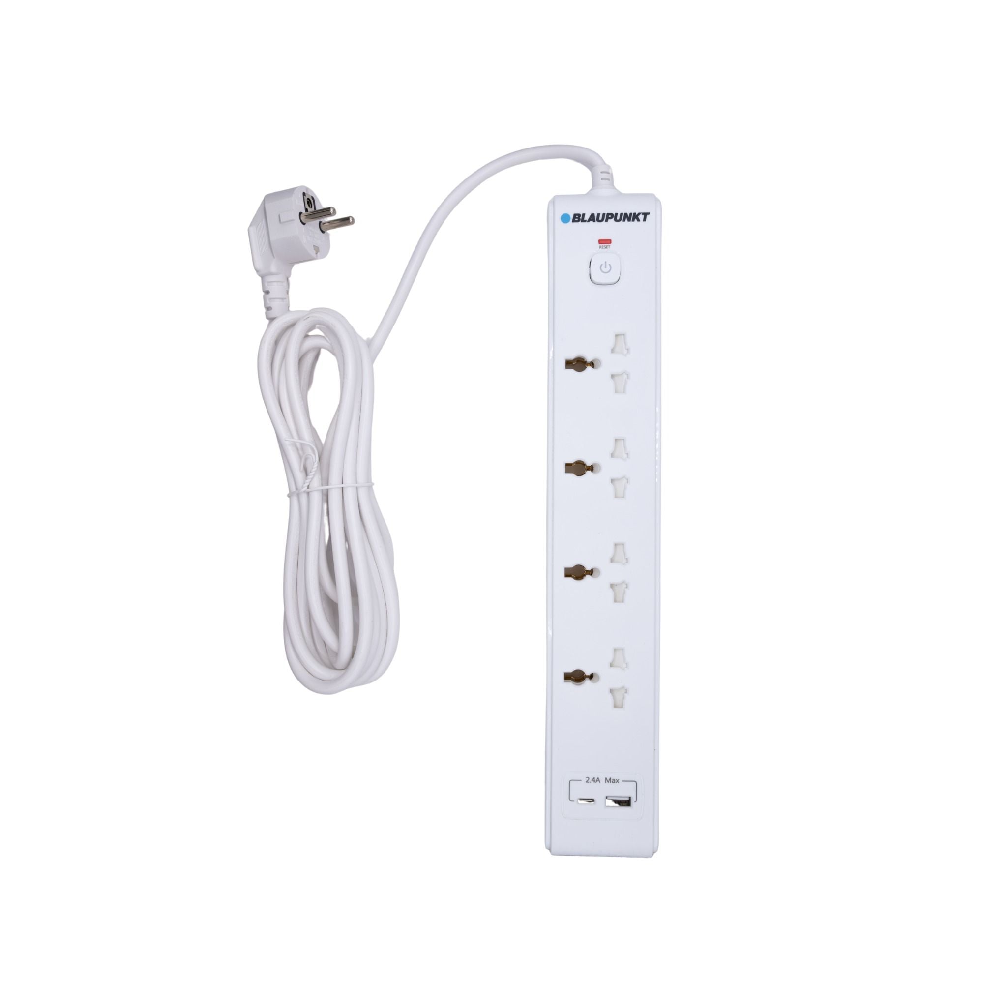  Ổ cắm điện Blaupunkt PSN8340, 4 ổ + USB-C + USB-A, PD20W, Dây dài 3m, chống lửa, an toàn với trẻ em 