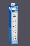  Ổ cắm điện Philips CHP4335WA, 3 lỗ, 3m, 2 USB-A + 2 Type-C total 2.4A 