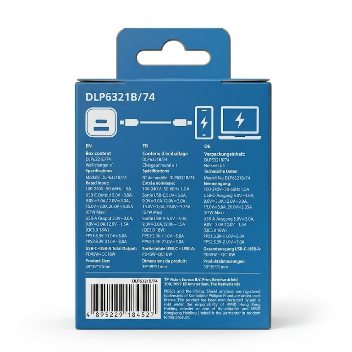  Củ sạc nhanh Philips DLP6321 | PD67W, GaN, Có thể sạc Laptop 