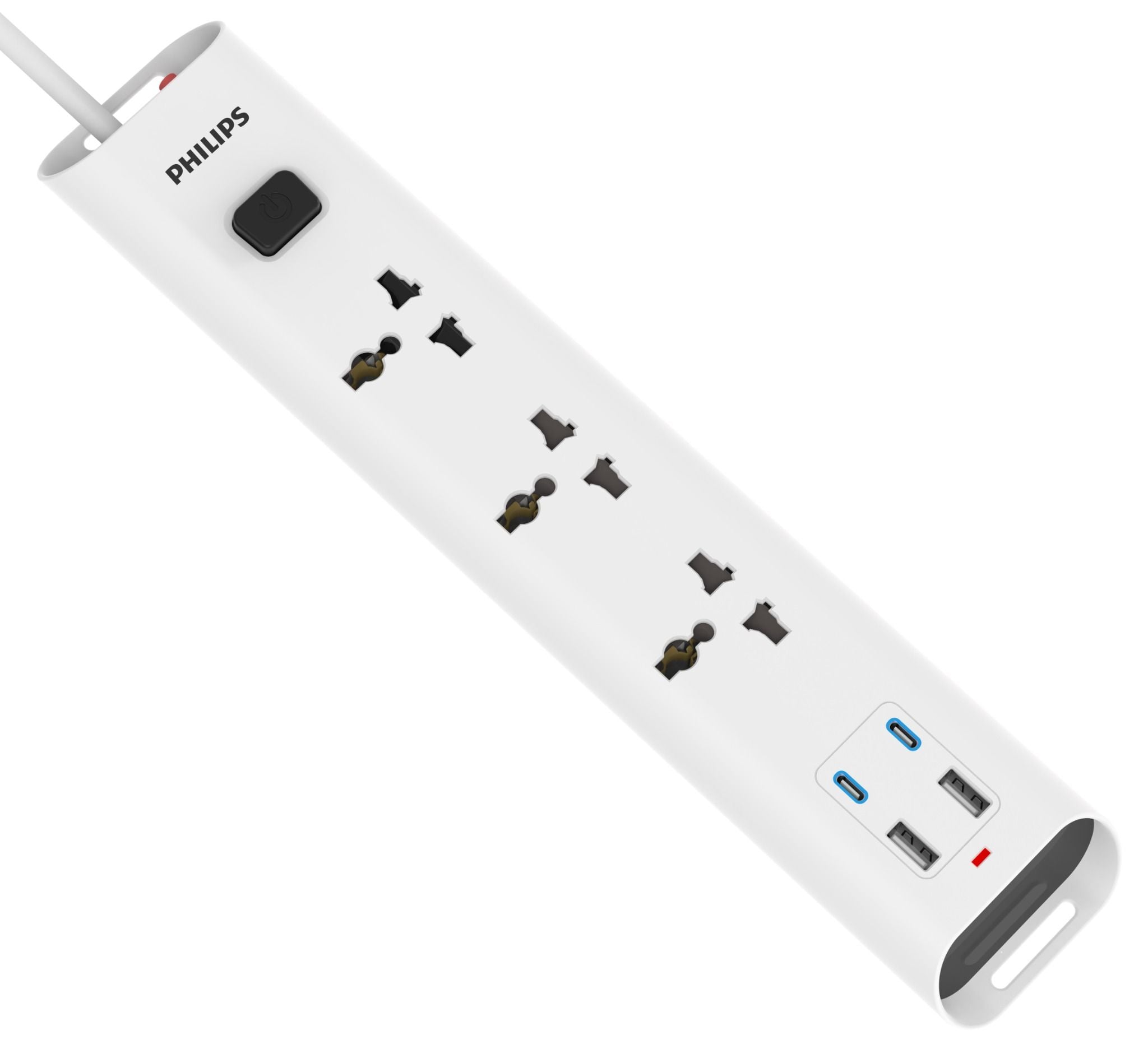  Ổ cắm điện Philips CHP4335WA, 3 lỗ, 3m, 2 USB-A + 2 Type-C total 2.4A 