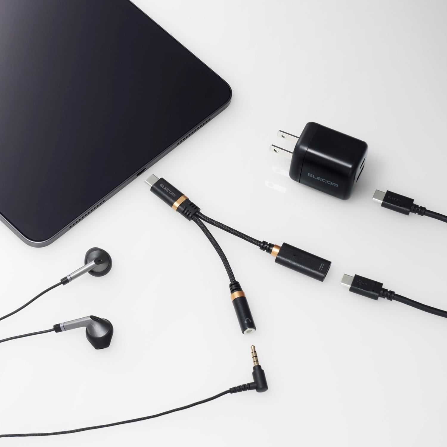  Cổng chuyển đổi Audio Elecom MPA-C35DS | Type-C to Type-C + Jack 3.5mm, Hỗ trợ DAC, PD27W 