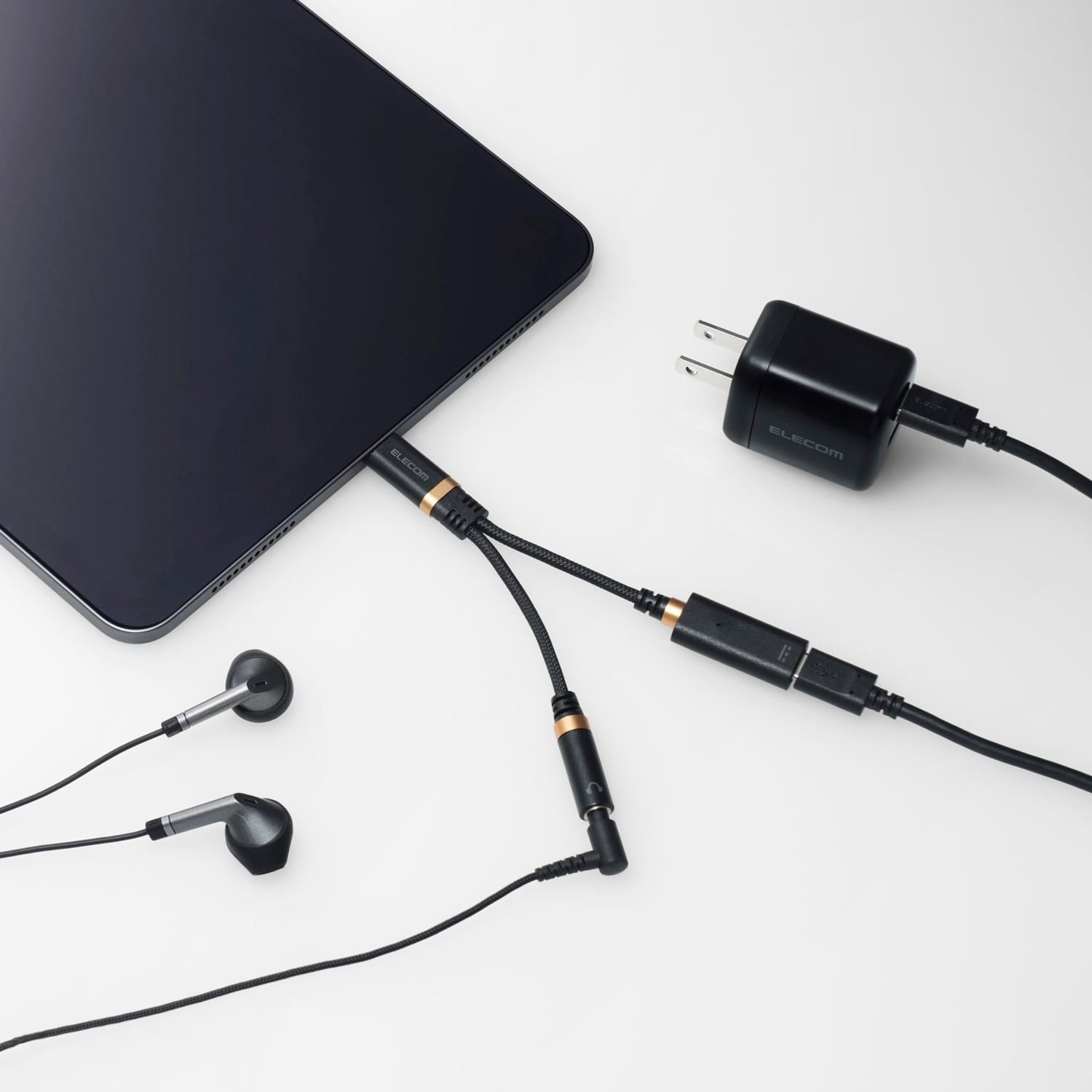  Cổng chuyển đổi Audio Elecom MPA-C35DS | Type-C to Type-C + Jack 3.5mm, Hỗ trợ DAC, PD27W 