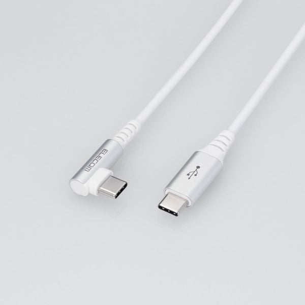  Cáp sạc nhanh C to C Elecom MPA-CCL20NWH | PD60W, Đầu nối L, Dây dù, 5 lớp siêu bền, Dài 2.0m 