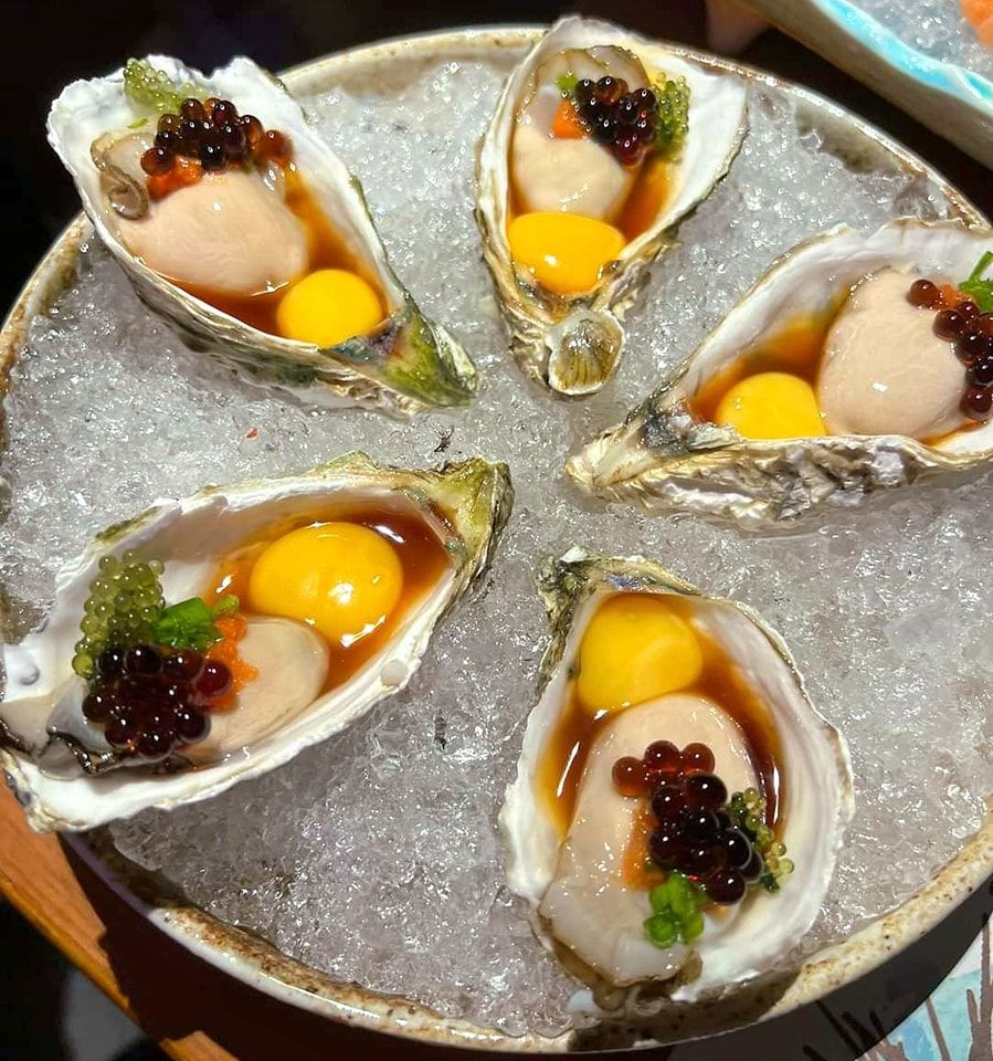 Hàu với giấm hạt vị truffle