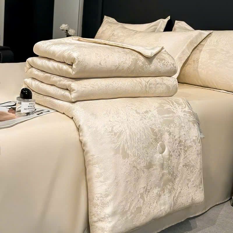  B35 - Bộ Chăn Ga Gối Lụa Tencel 40s 4 Món Be Cổ Thụ 