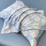  B21 - Bộ Chăn Ga Gối Lụa Thái 4 Món Hoa Lụa Xanh 