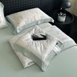  Bộ Chăn Ga Gối Lụa Tencel 40s Họa Tiết Hoa Tường Vy Xanh Ngọc 