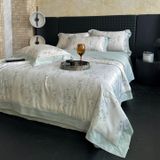  Bộ Chăn Ga Gối Lụa Tencel 40s Họa Tiết Hoa Tường Vy Xanh Ngọc 