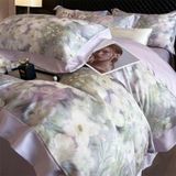  B77 - Bộ Chăn Ga Gối Lụa Thái 4 Món Huệ Tím 