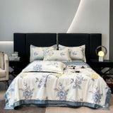  Bộ Chăn Ga Gối 4 Món Cao Cấp Lụa Thái Họa Tiết Hoa 