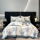  B61 - Bộ Chăn Ga Gối Lụa Thái 4 Món Bách Hợp Xanh 