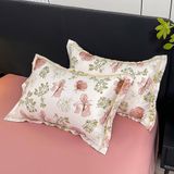  B20 - Bộ Chăn Ga Gối Lụa Thái 4 Món Hoa Lụa Hồng 