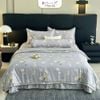  A08 - Bộ Chăn Ga Gối Cotton Lụa Hàn Korea Nine Sweet Hoa Hồng Xám (Chăn & Ga Chần Bông) 