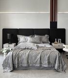  B67 - Bộ Chăn Ga Gối Lụa Gấm 60s 4 Món Xám 